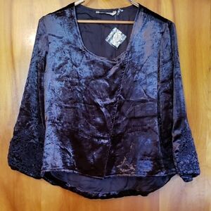 Soft Surroundings Purple Asymmetrical 3/4 Sleeve Blouse